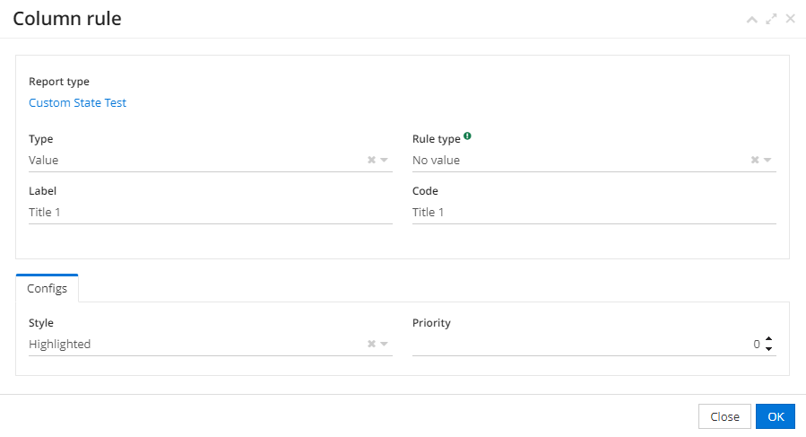 1.1. To configure a column rule, enter the necessary information on the
Column rules configuration tab.